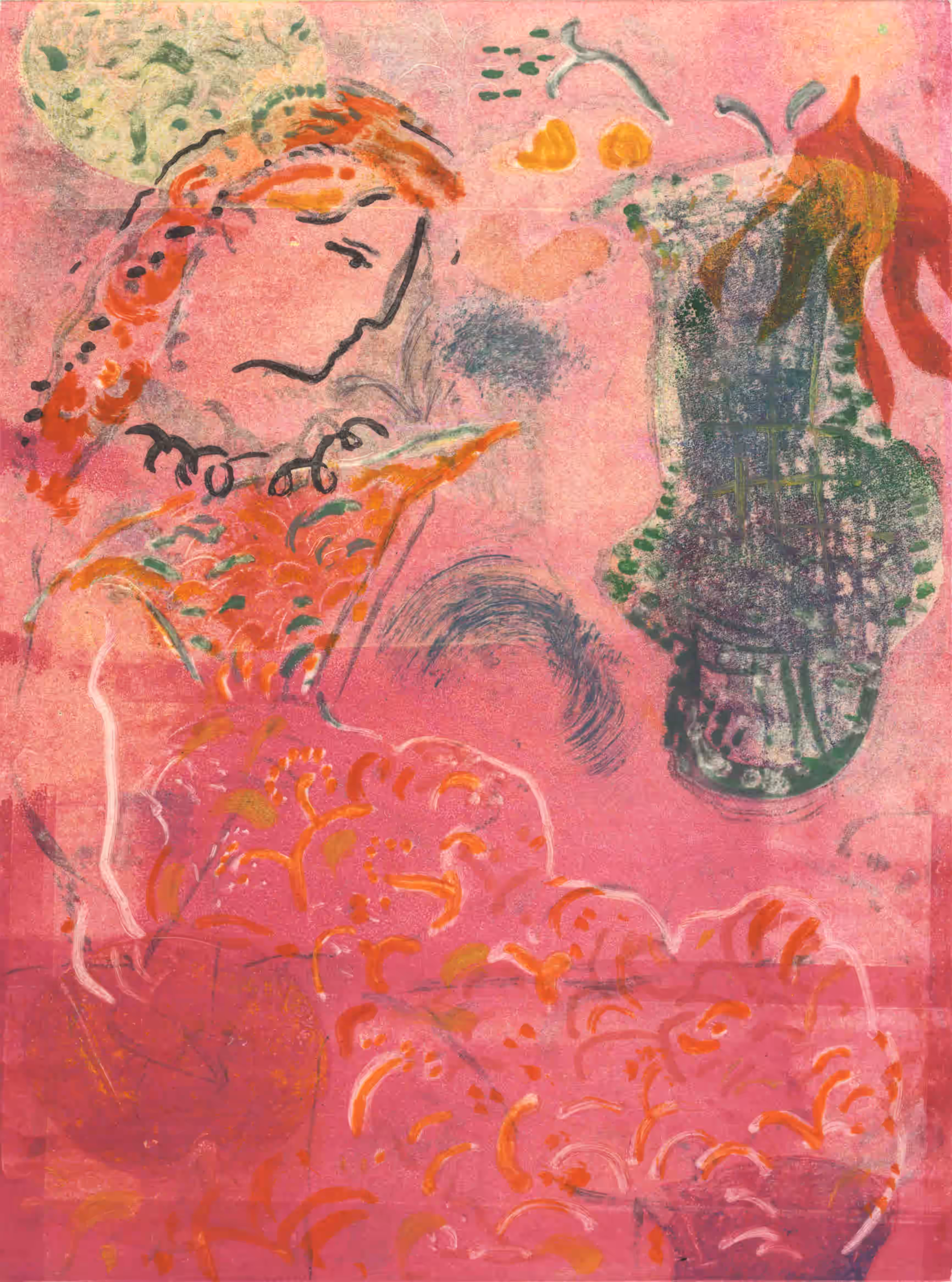 La fille rose au vase vert